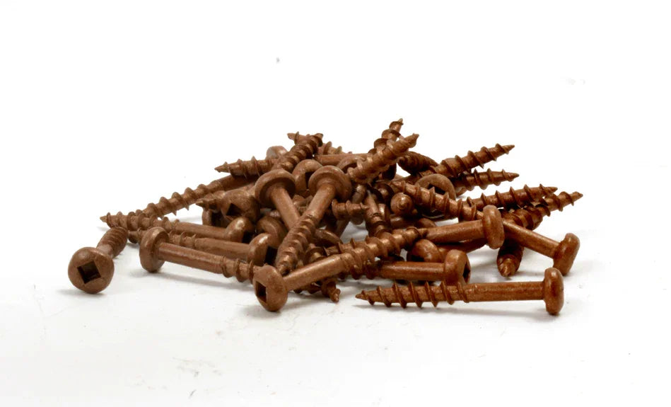 Vis brune pour bois traité - Tête ronde - Gros filet