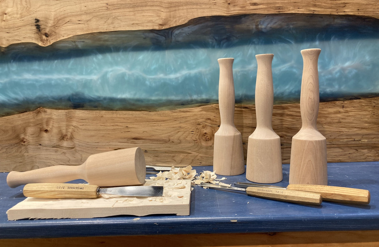 Maillet artisanal pour sculpture en merisier