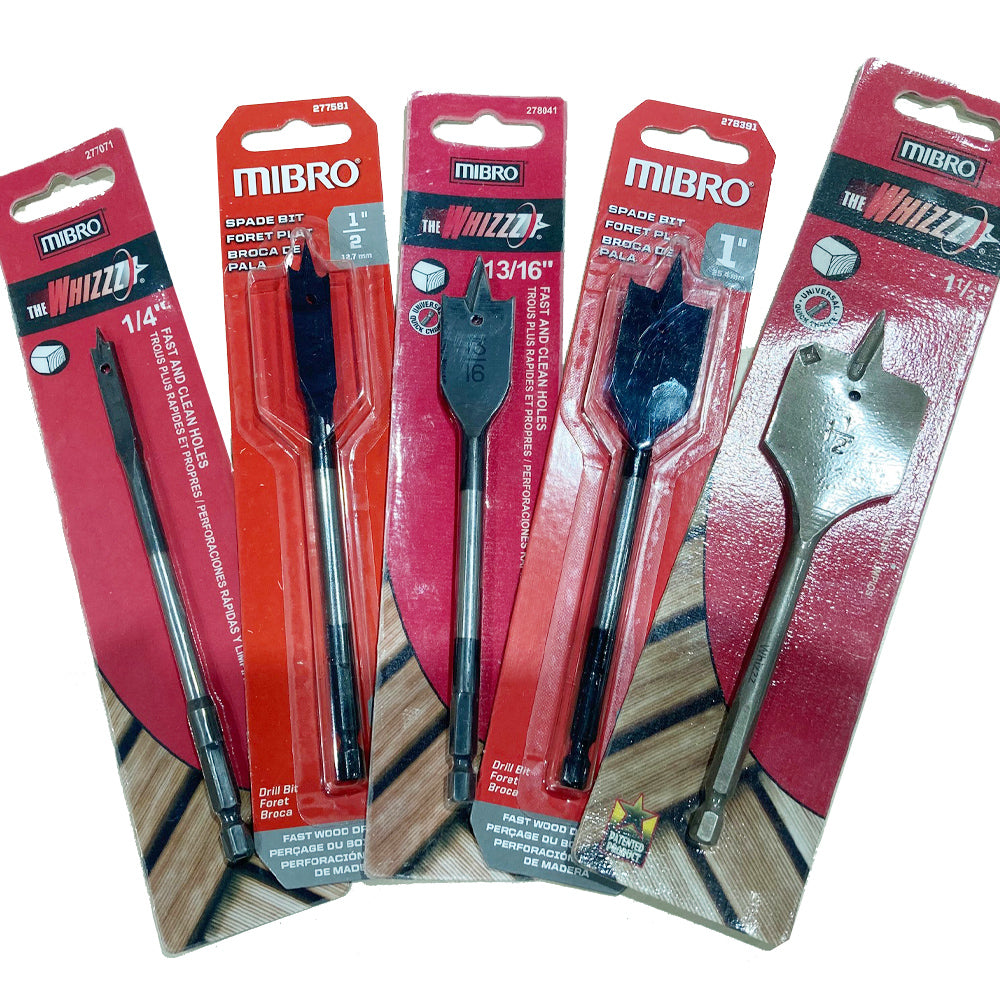 1/4'' to 1 1/2'' Flat Wood Drill Bits - Mibro
