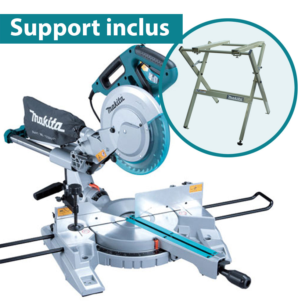 Scie à onglets combinés double coulisse 10'' avec laser LS1018L, Support inclus - Makita