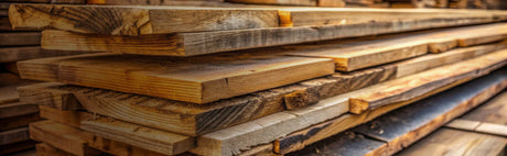 Planches de bois brut empilées pour ébénisterie ou construction à Montréal