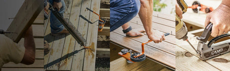 Outils pour terrasse en bois, vissage, fixation et installation de lames de bois extérieur