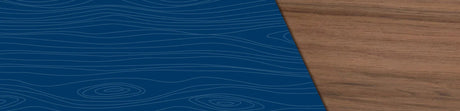 Texture de bois de noyer péruvien à côté d’un motif bleu inspiré des veines du bois