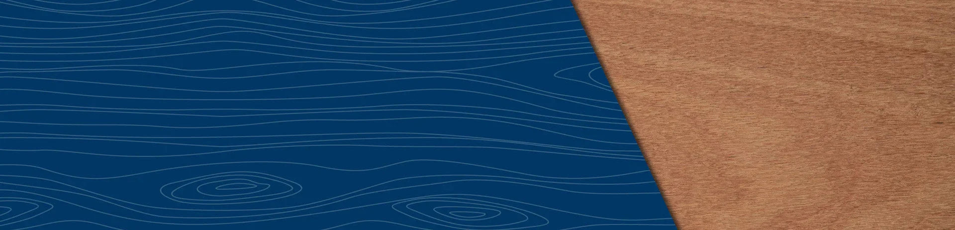 Fond avec planche de bois et motif illustré de veinures sur fond bleu, essence exotique.
