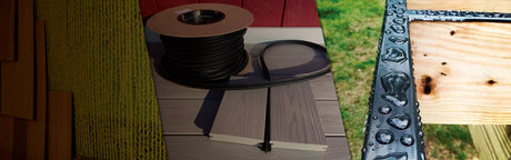 Matériaux de construction pour terrasse, bois, membrane, rouleau de bande, accessoires extérieurs