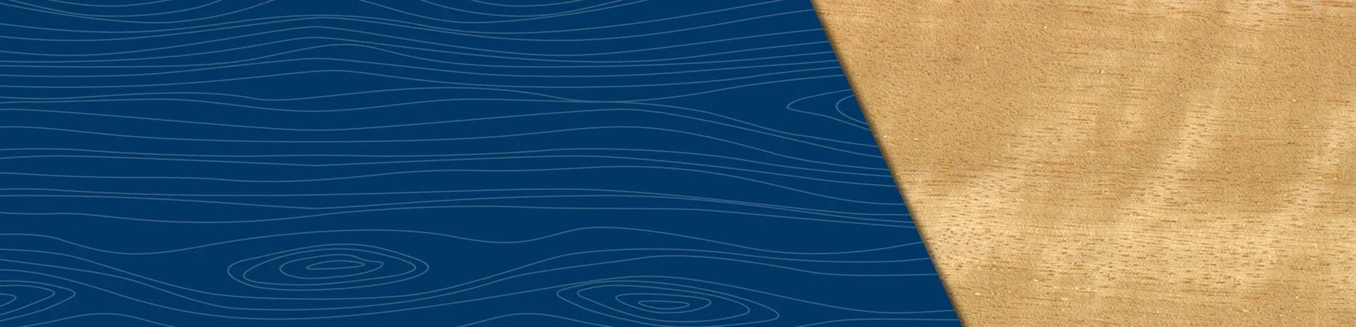 Texture de bois clair à droite et motif de veinures sur fond bleu à gauche, bois Montréal