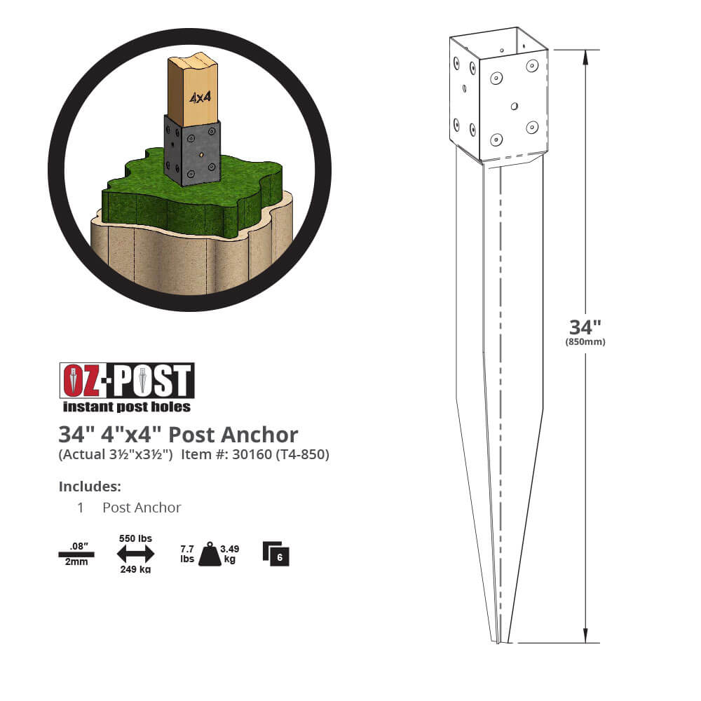 OZ-Post Post Anchor T4-850 (3 1/2") 