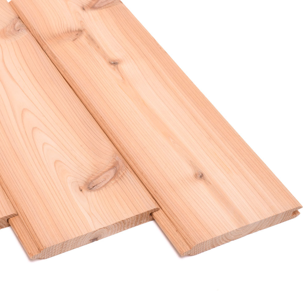 Revêtement en cèdre rouge noueux – V-Joint embouveté 11/16" x 6"