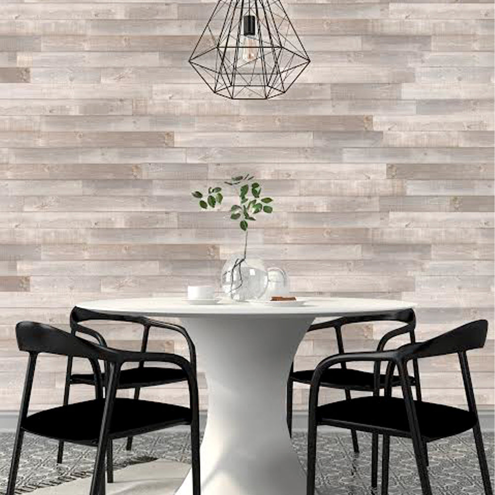 2D Barnwood Tongue & Groove Wall Panelling white pine stainless steel white finish - Interbois