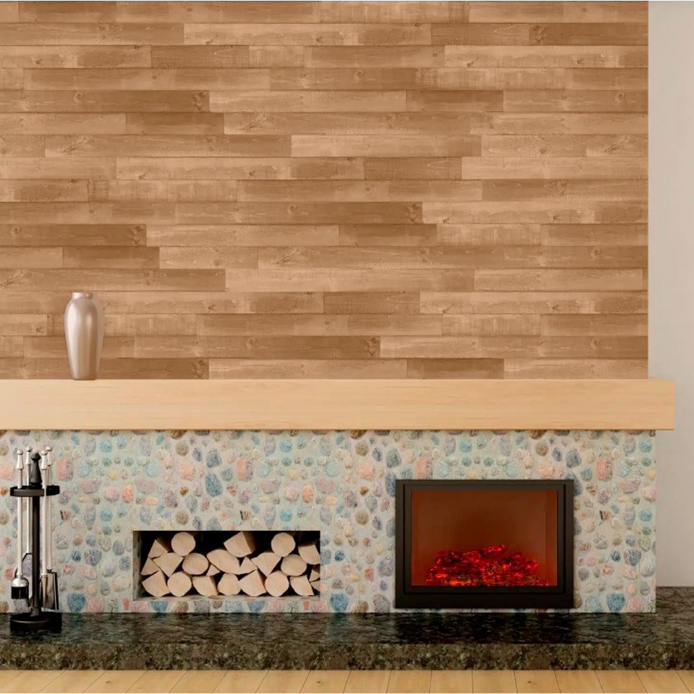 2D Barnwood Tongue & Groove Wall Panelling Copper Finish - Interbois