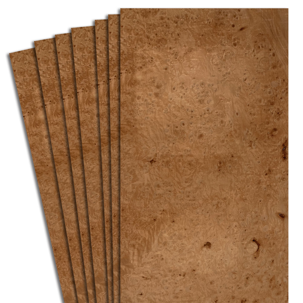 Coupon de placage de loupe d'érable 4,5’’ à 7,5’’ x 12’’ (3 p.c.)