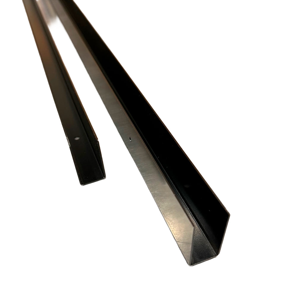 Set of 2 black U-channels - 3/4" x 1 1/2" x 72"