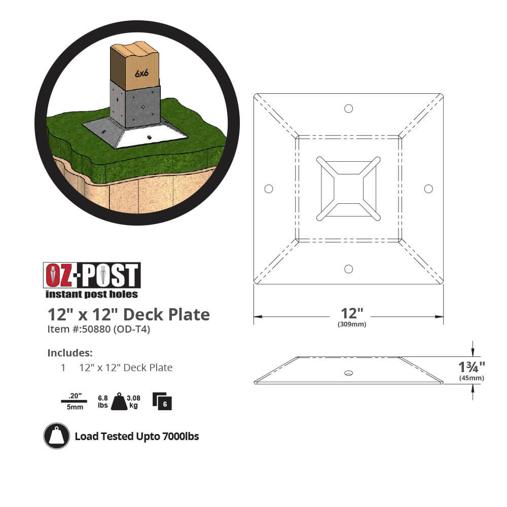 Plaque d'assise OD-T4 pour pieux OZ-Post