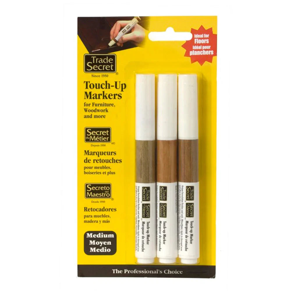 Ensemble de 3 marqueurs de retouche bois pour meubles, planchers et boiseries, tons moyens