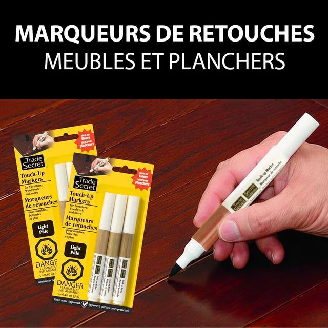 Marqueur de retouche pour bois, réparation des meubles et planchers en bois, usage facile.
