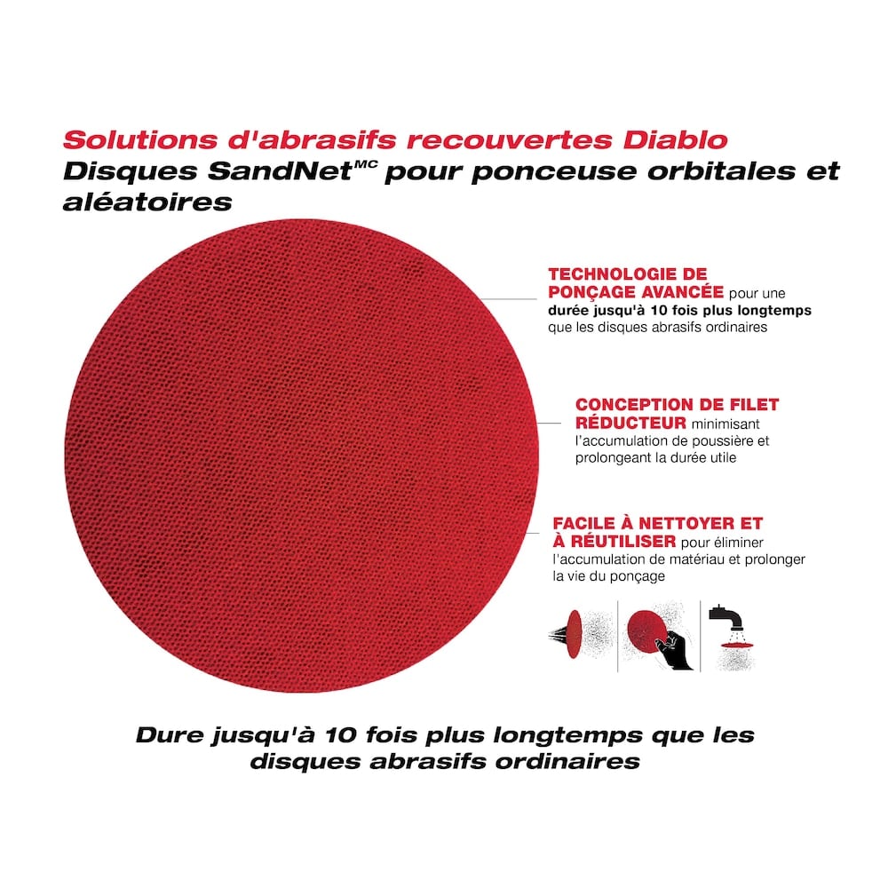 Disque 5" avec tampon de connexion SandNet (10/pqt) - Diablo - Grains 60 à 400