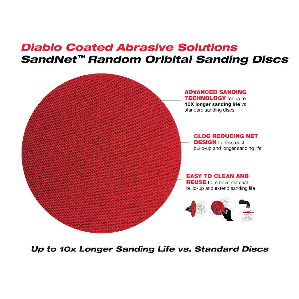 Disque 5" avec tampon de connexion SandNet (10/pqt) - Diablo - Grains 60 à 400