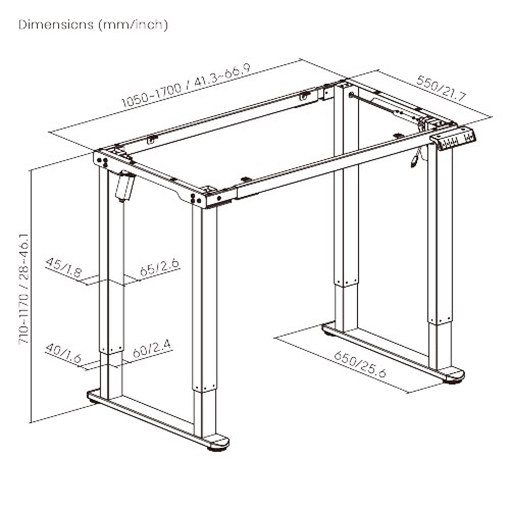 Structure ajustable noir pour bureau - Quadra