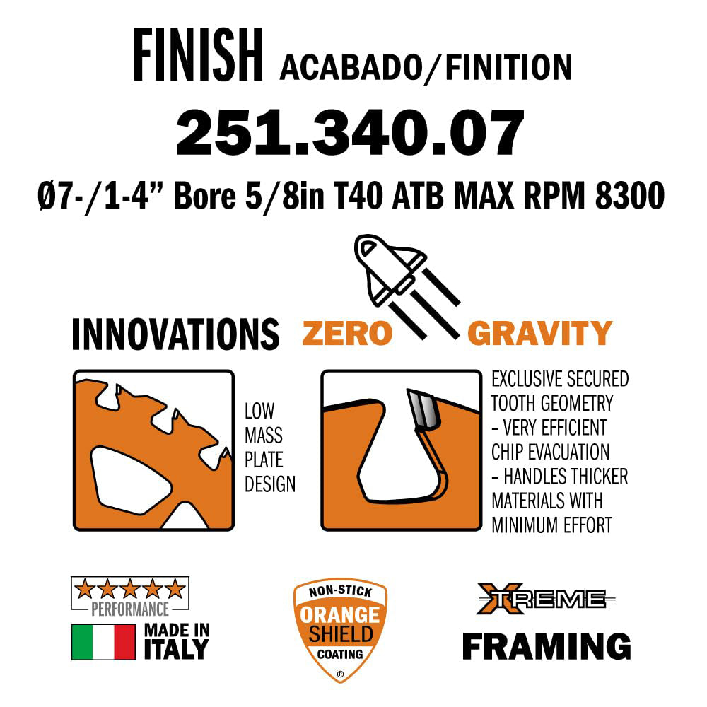 Zero Gravity Finishing Blade 7 1/4’’ x 40d - CMT
