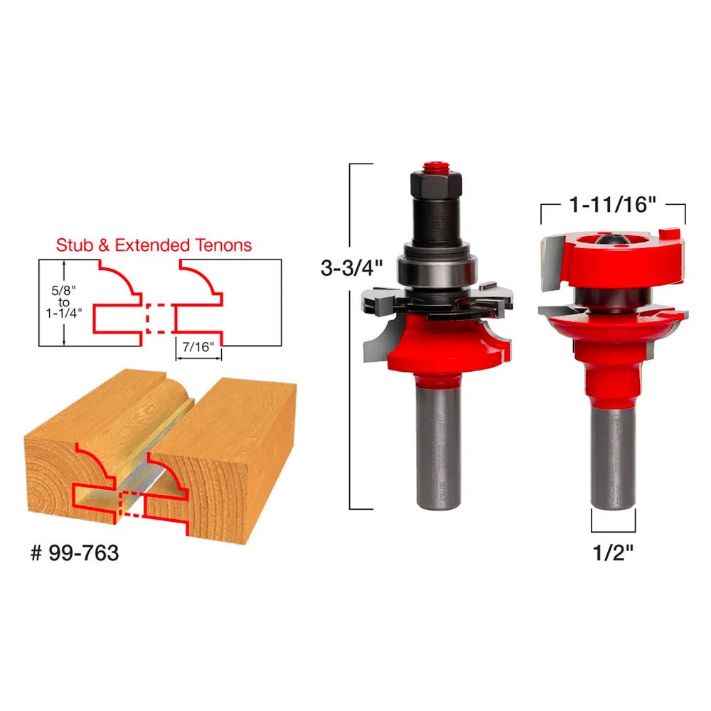 Set of Adjustable Rail & Stile Bit - Round Over Bead - Freud