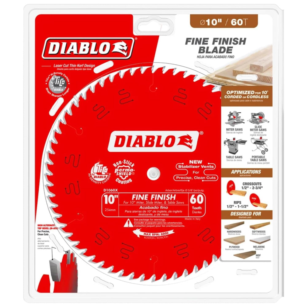 Finishing Saw Blade D1060X 10'' x 60T - Diablo