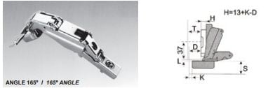 Ensemble de 2 pentures porte euro clip-on 165°