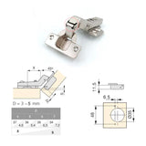 Set of 2 clip-on door hinges 45deg int. Shock absorber