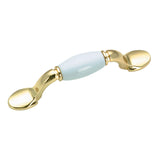 Traditional metal and ceramic pull #3802 white and brass 3'' - Richelieu 