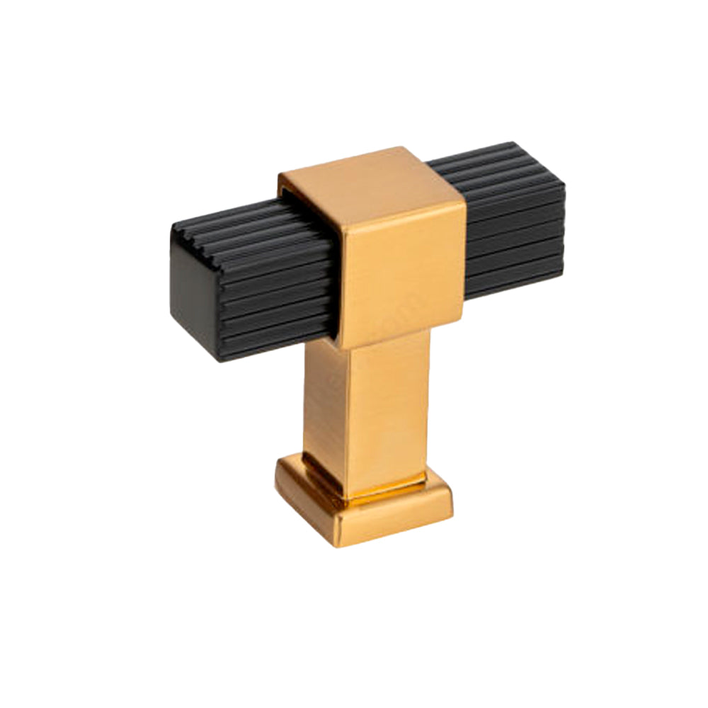 Modern knob #8747 matte black and brushed gold 50mm - Richelieu 