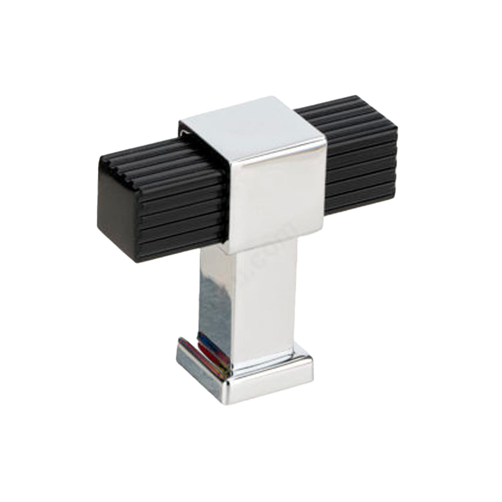Modern knob #8747 matte black and chrome 50mm - Richelieu 