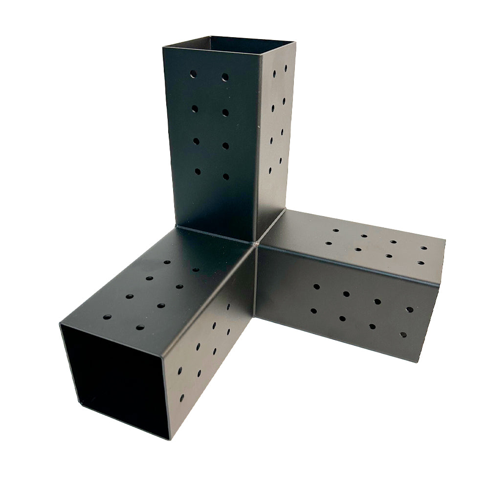 4'' x 4'' three way wood post bracket matte black