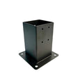 Support métallique noir pour poteau de terrasse, fixation solide avec plaque et trous de vis