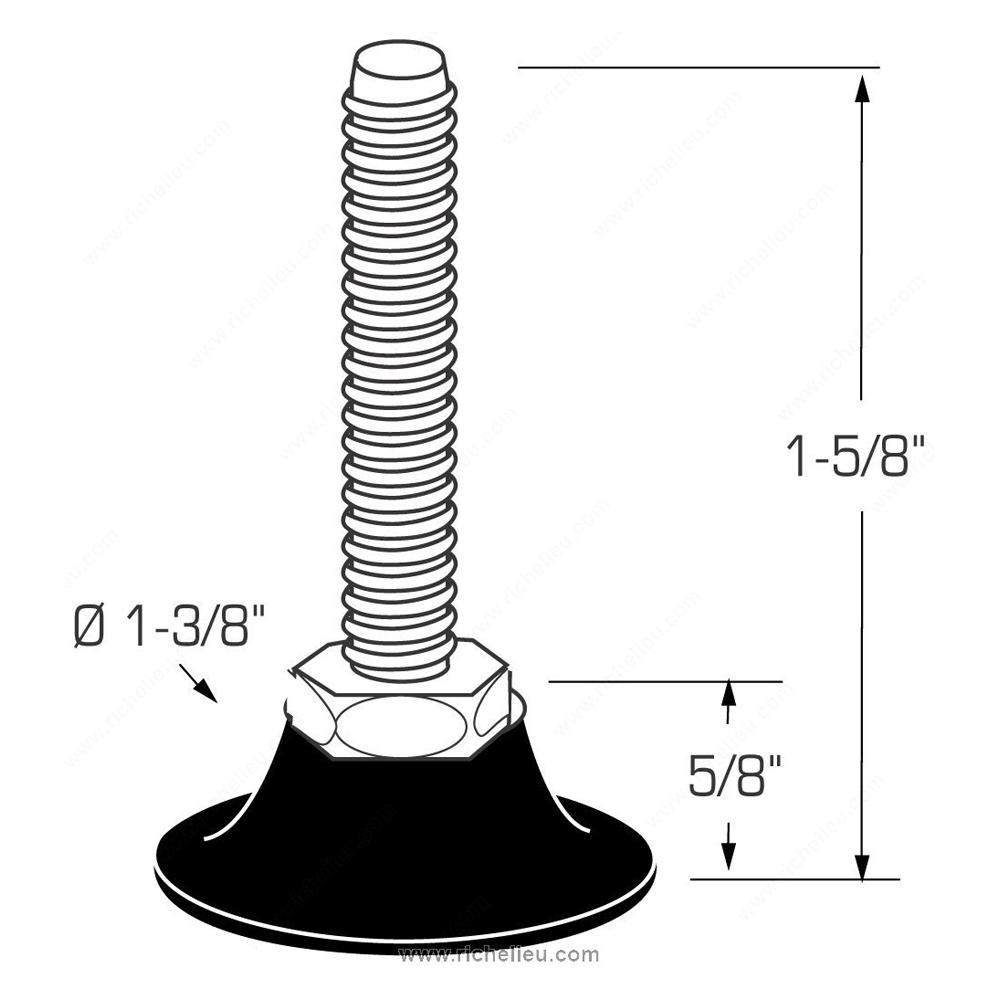 Niveleur avec écrou 5/16" x 1 3/8" - Paquet de 2