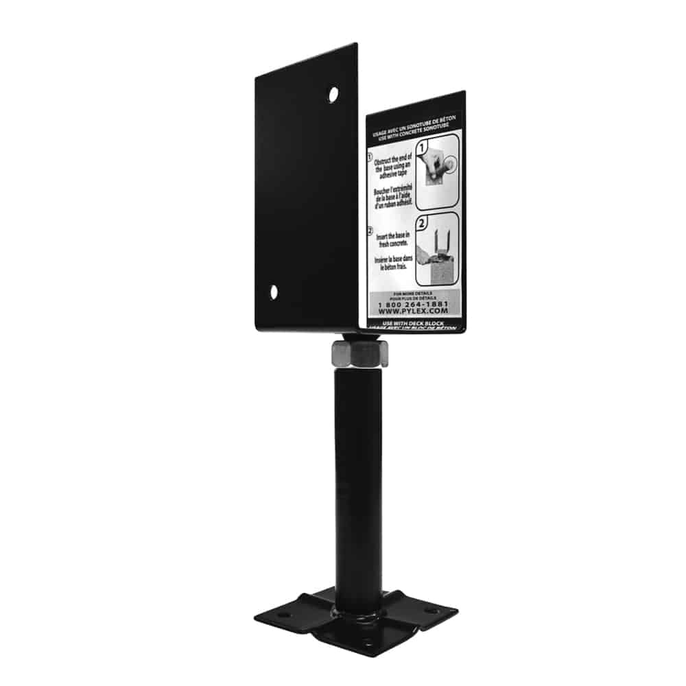 Support de patio ajustable 4"x4" noir, Pylex
