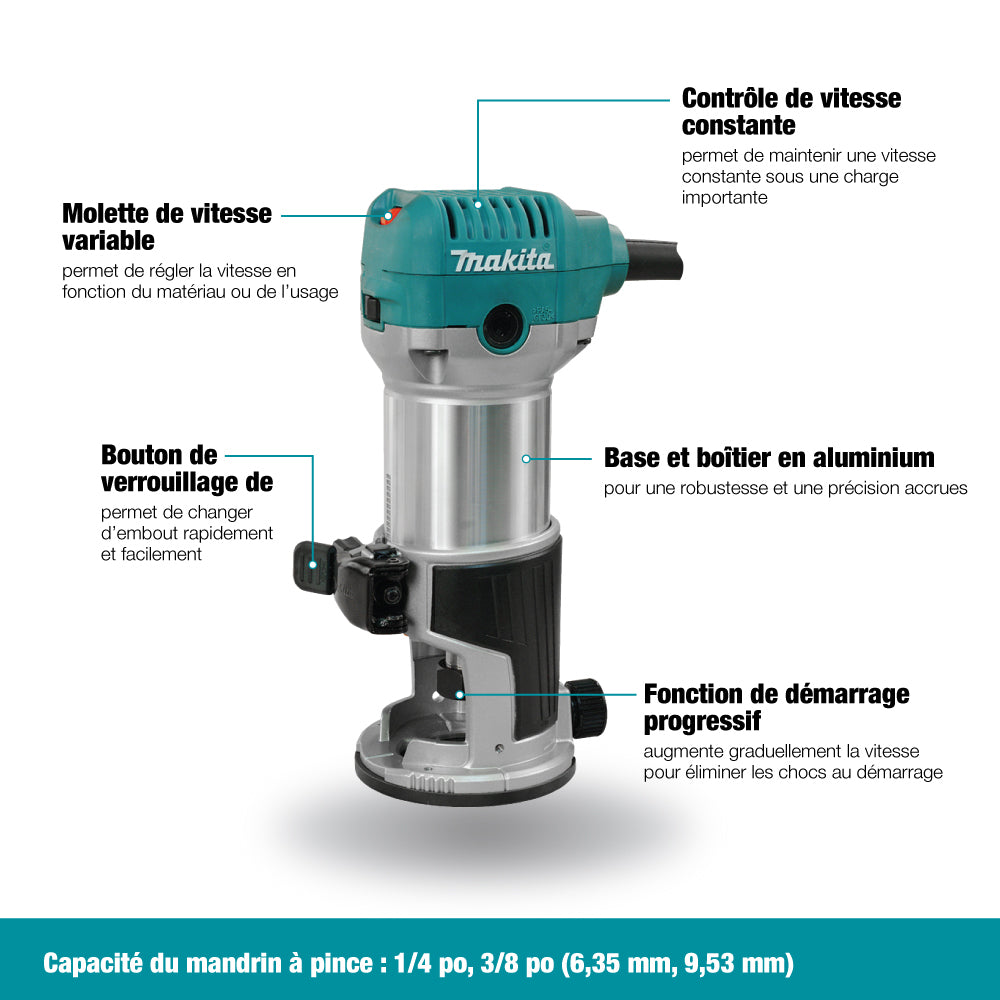 Toupie compacte de 1-1/4 hp RT0701C - Makita