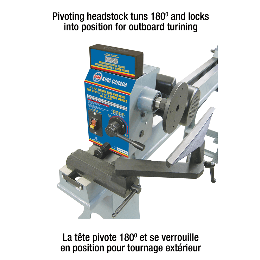 King Variable speed wood lathe with digital readout - King