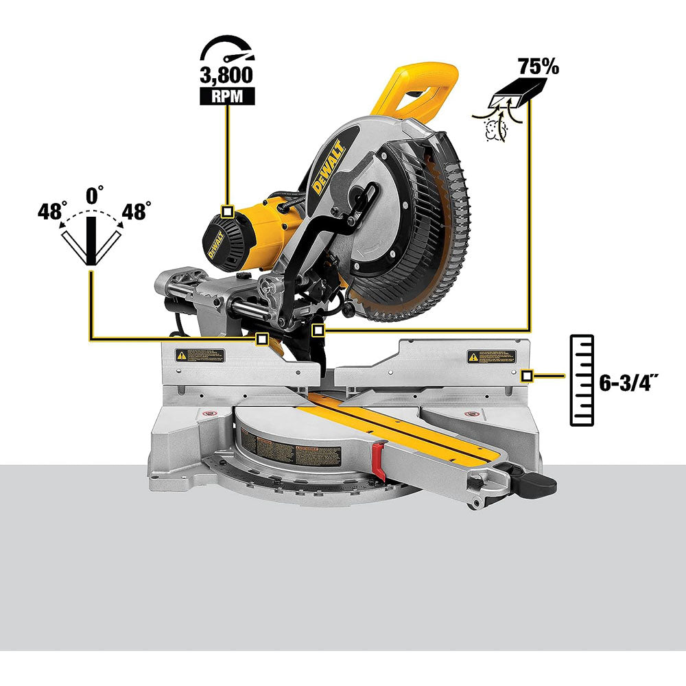 Scie a onglets double biseau coulissante 12’’ Dewalt #DWS779