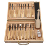 Pfeil 25-piece woodcarving set in wooden box. Swiss Made