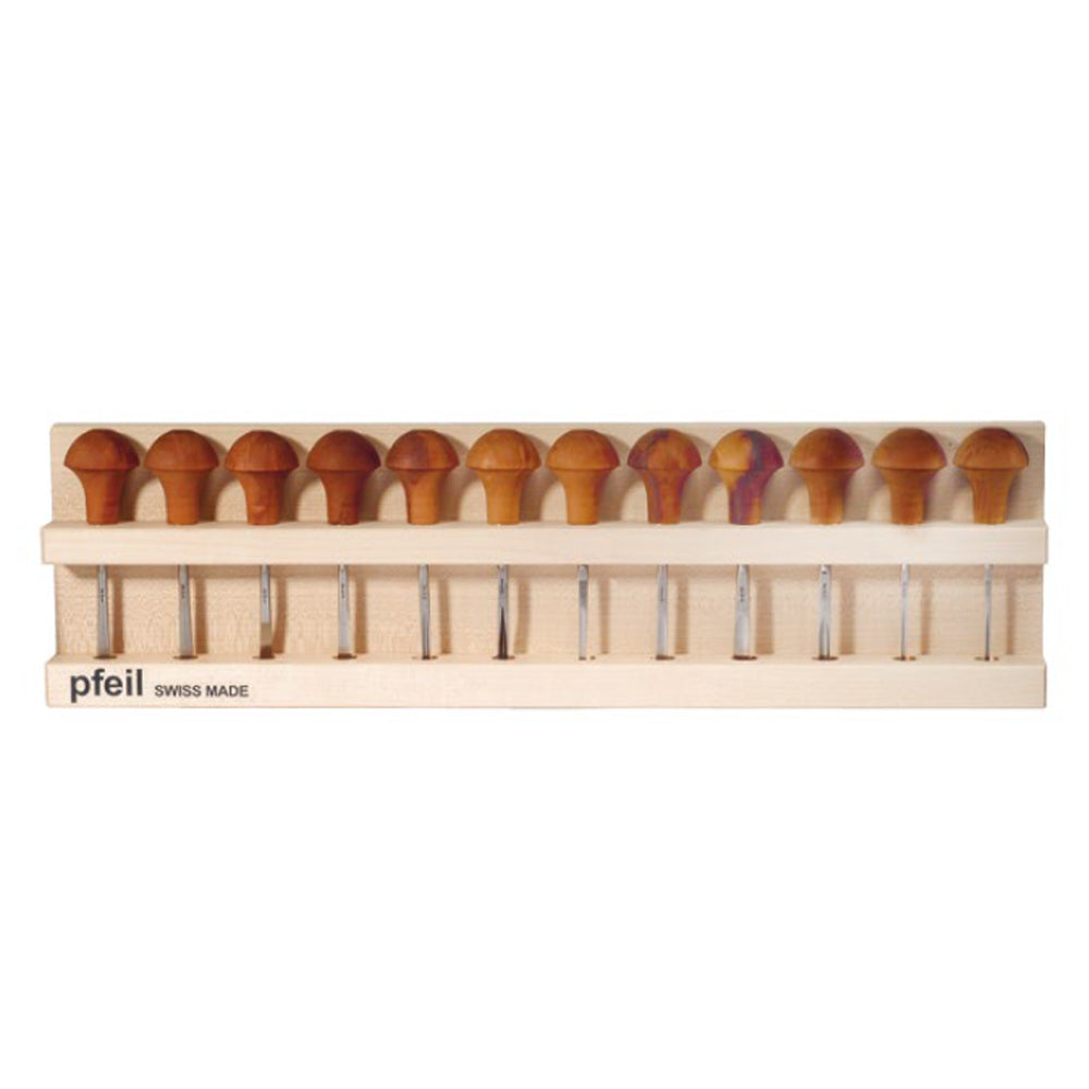Set of 12 lino and wood engraving chisels series #L - Pfeil. Swiss Made.