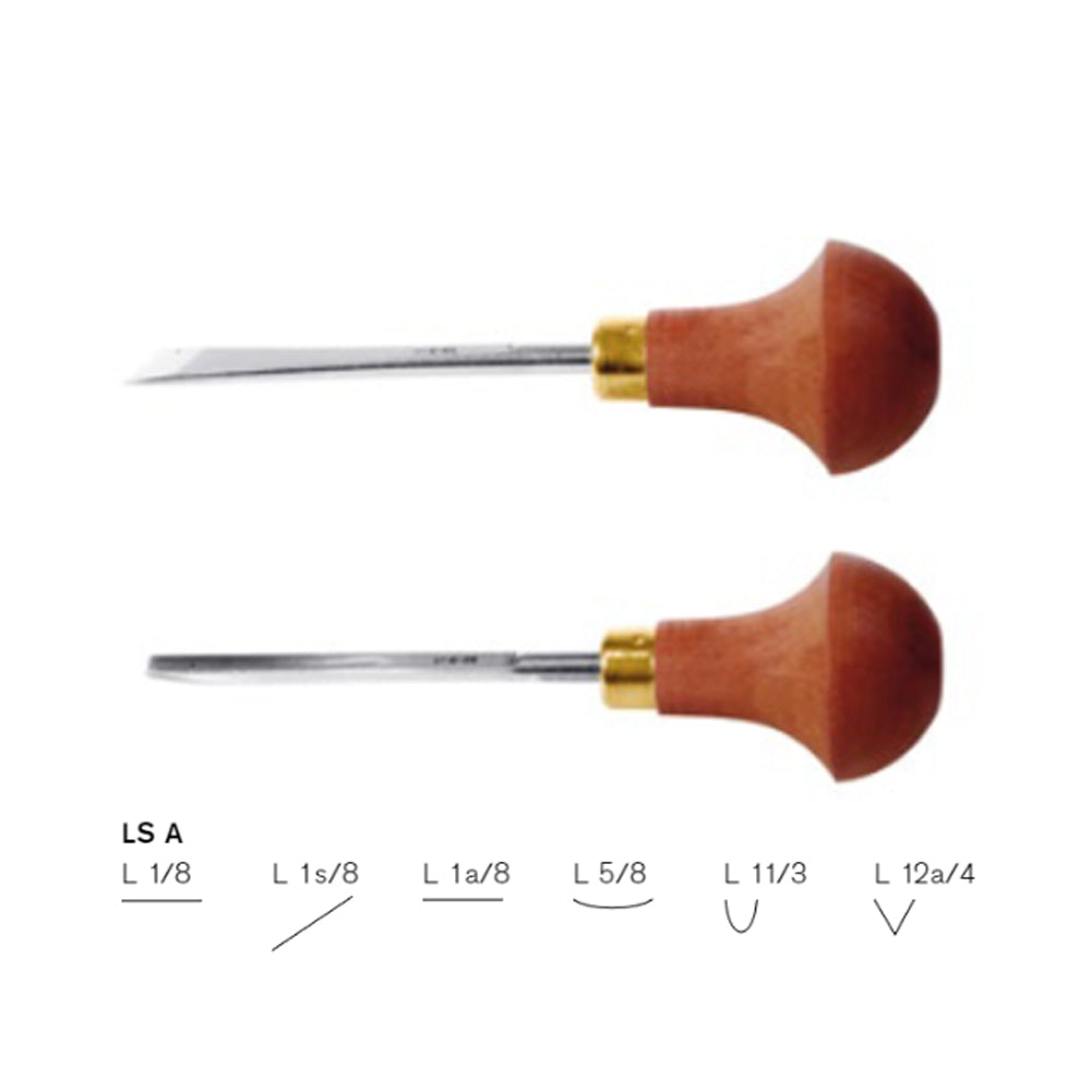 Set of 6 linoleum and wood engraving chisels, series #A - Pfeil. Swiss Made.