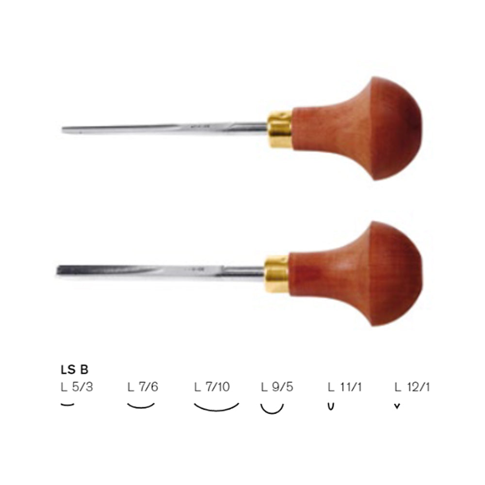 Set of 6 linoleum and wood engraving chisels, series #B - Pfeil. Swiss Made.