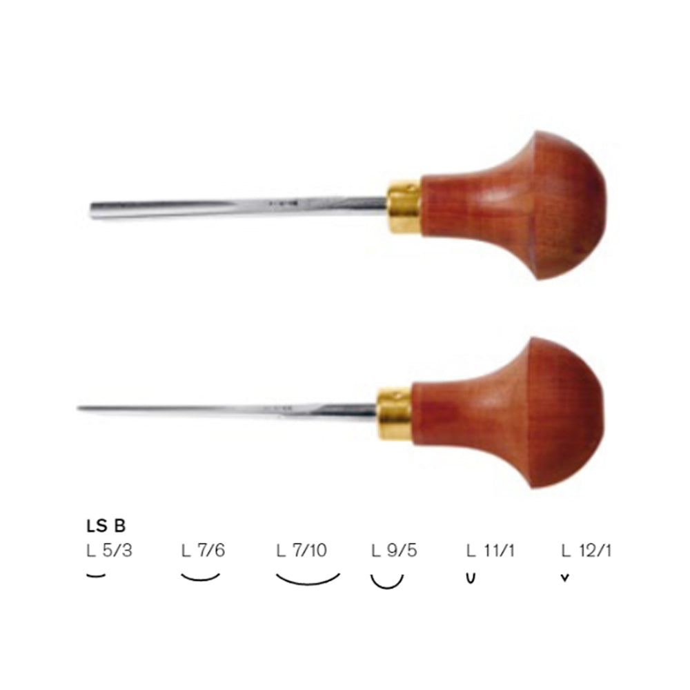Set of 6 linoleum and wood engraving chisels, series #B - Pfeil. Swiss Made.