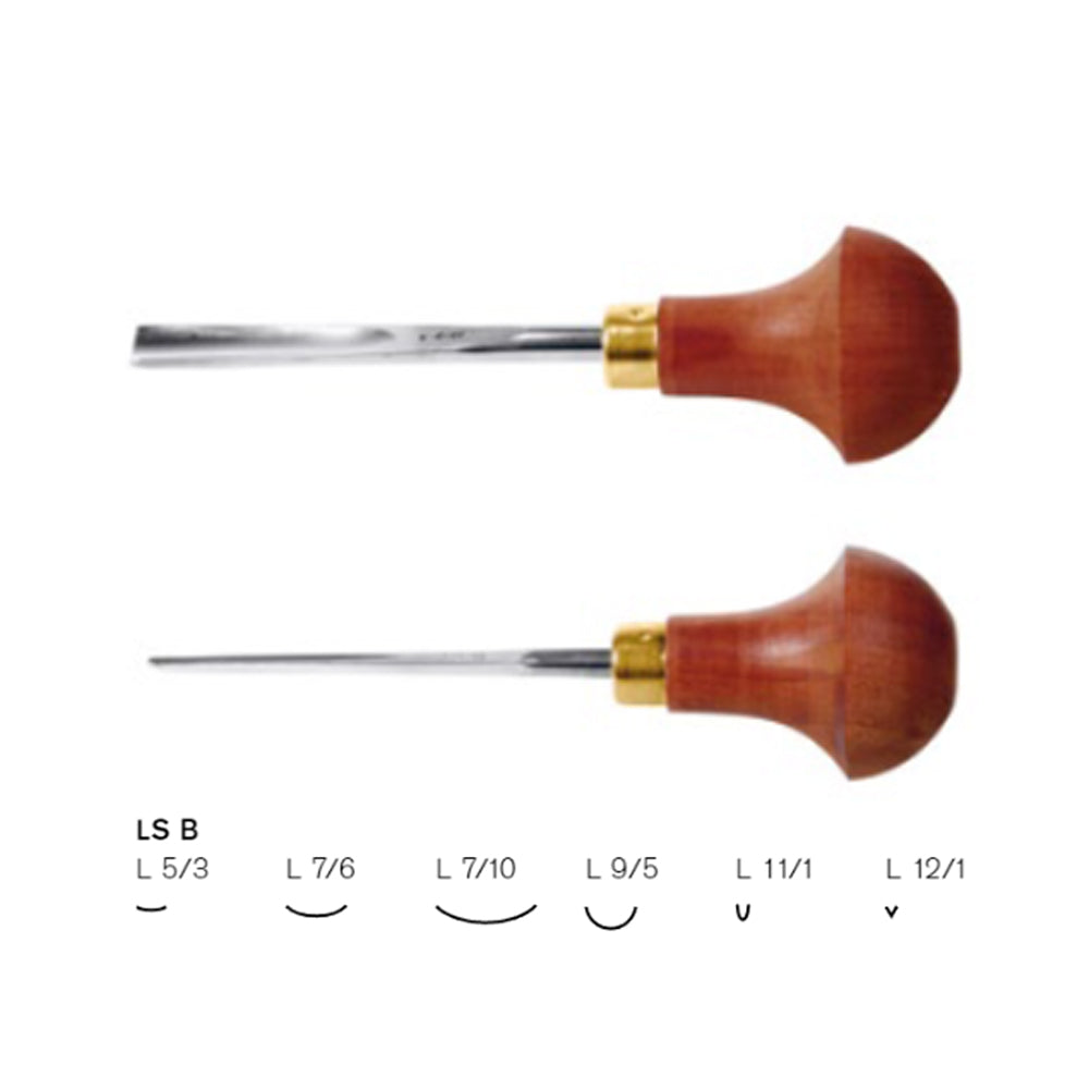 Set of 6 linoleum and wood engraving chisels, series #B - Pfeil. Swiss Made.