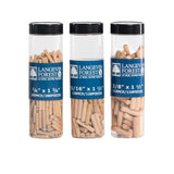 Ensemble de goujons cannelés en merisier
