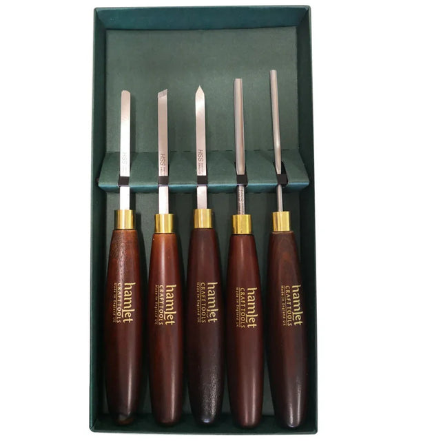 Coffret de 5 ciseaux à bois pour tournage, manches en bois, outils d’ébénisterie