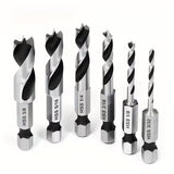 Set of 6 Brad Point Drill bit with ¼’’ hex shank