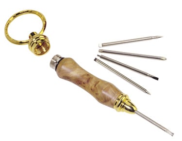 Porte-clés doré 24 carats avec tournevis miniatures