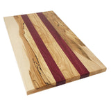 Plateau de charcuterie en érable rustique avec insertion d’amarante – 3/4" x 10" x 18"