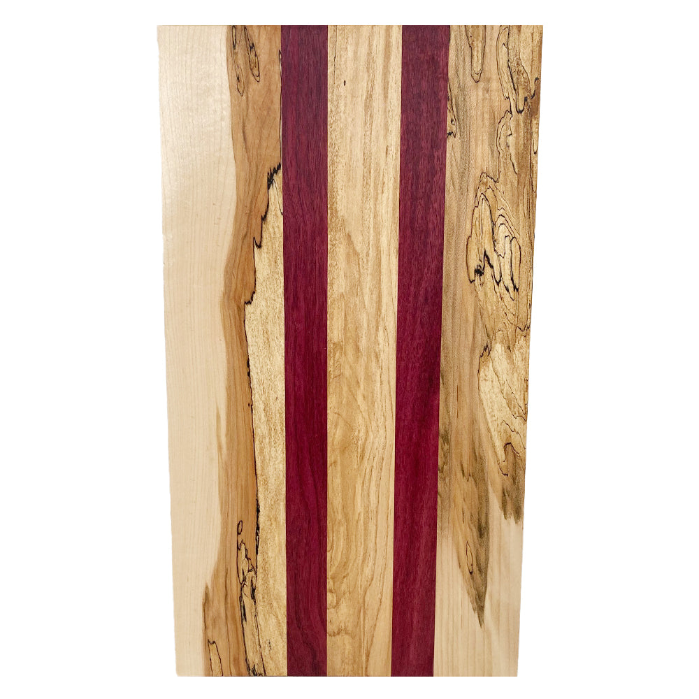 Plateau de charcuterie en érable rustique avec insertion d’amarante – 3/4" x 10" x 18"
