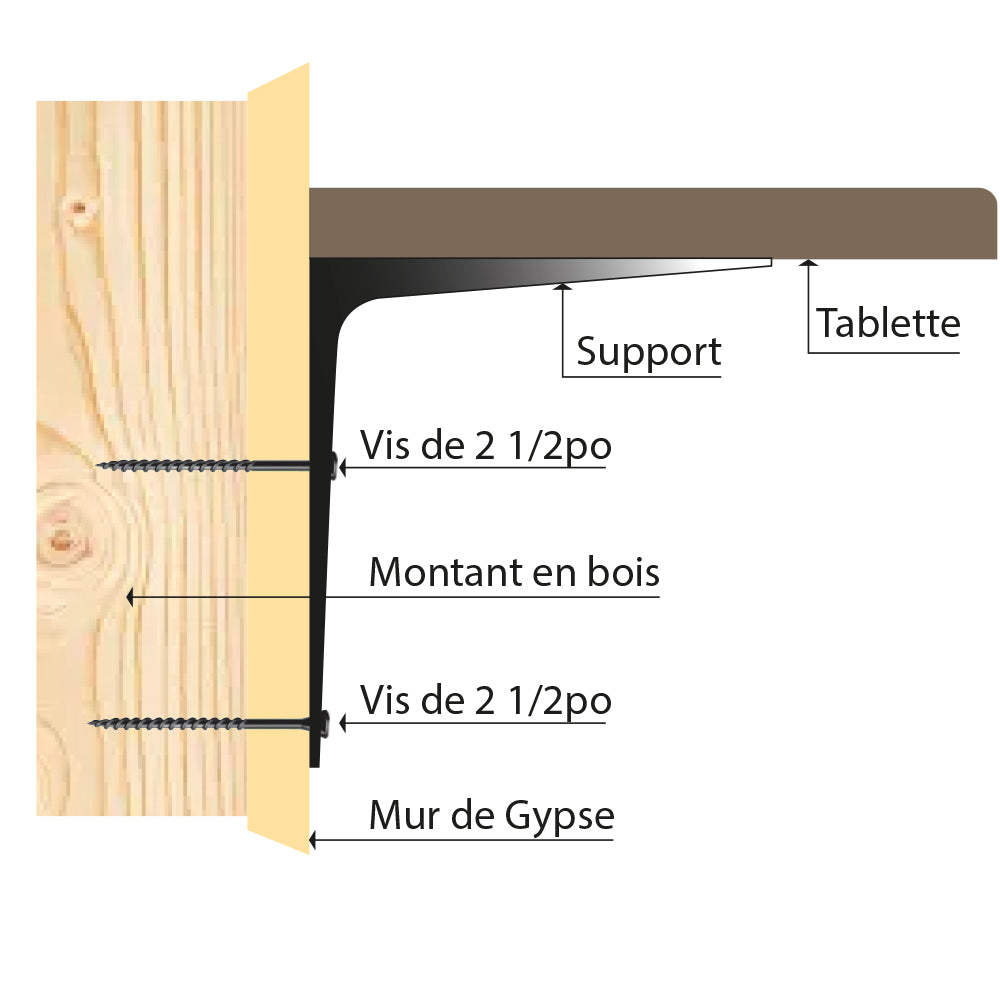 Black shelf support J Style - Lignum